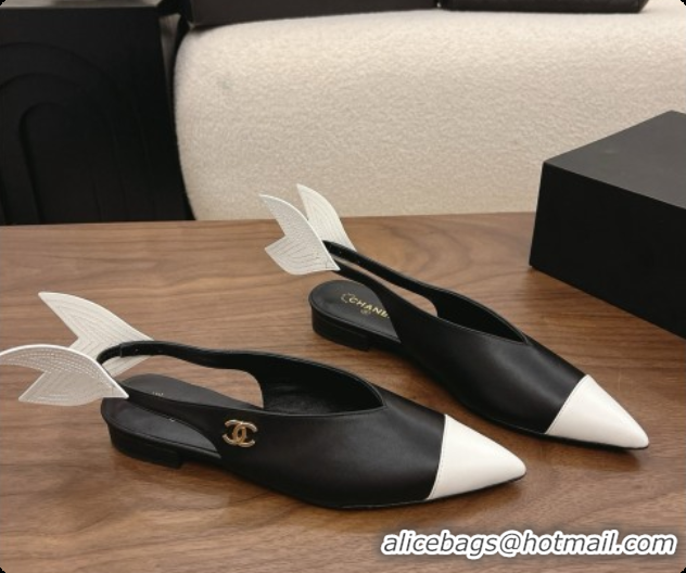 Perfect Chanel Lambskin Slingbacks Flat CH072863 Black 2026