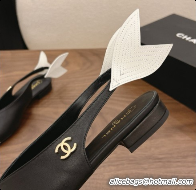 Perfect Chanel Lambskin Slingbacks Flat CH072863 Black 2026