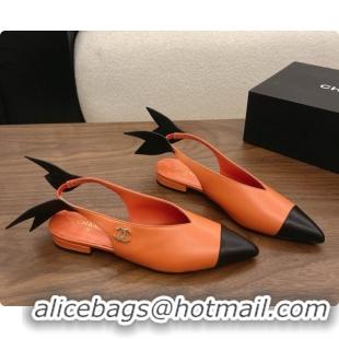 Duplicate Chanel Lambskin Slingbacks Flat CH072864 Orange 2026