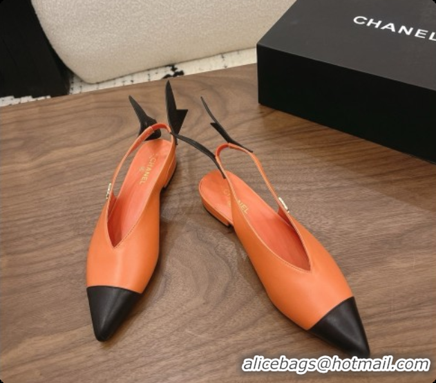Duplicate Chanel Lambskin Slingbacks Flat CH072864 Orange 2026