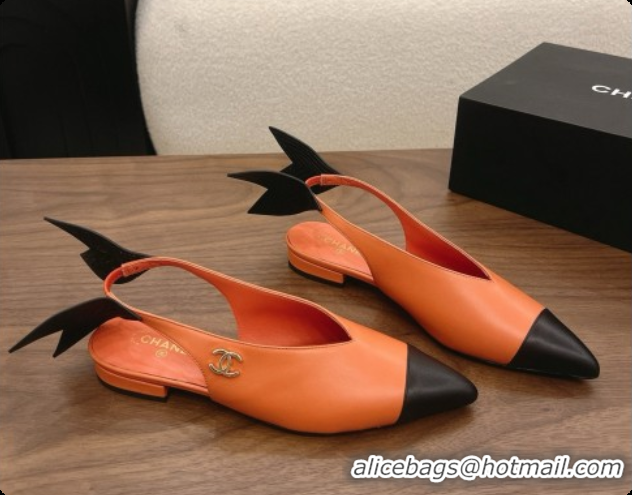 Duplicate Chanel Lambskin Slingbacks Flat CH072864 Orange 2026
