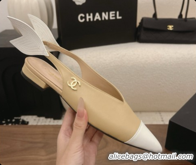 Best Price Chanel Lambskin Slingbacks Flat CH072865 Beige 2026