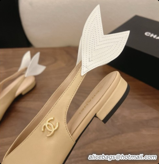 Best Price Chanel Lambskin Slingbacks Flat CH072865 Beige 2026