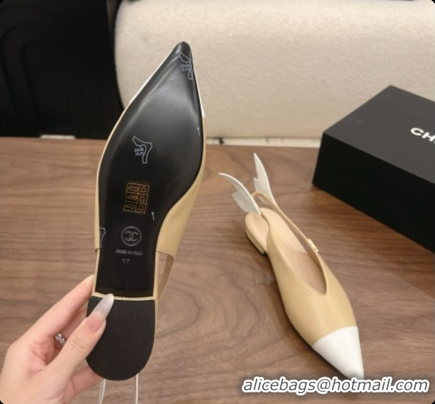 Best Price Chanel Lambskin Slingbacks Flat CH072865 Beige 2026