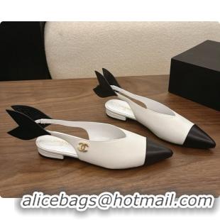 Luxury Chanel Lambskin Slingbacks Flat CH072868 White 2026