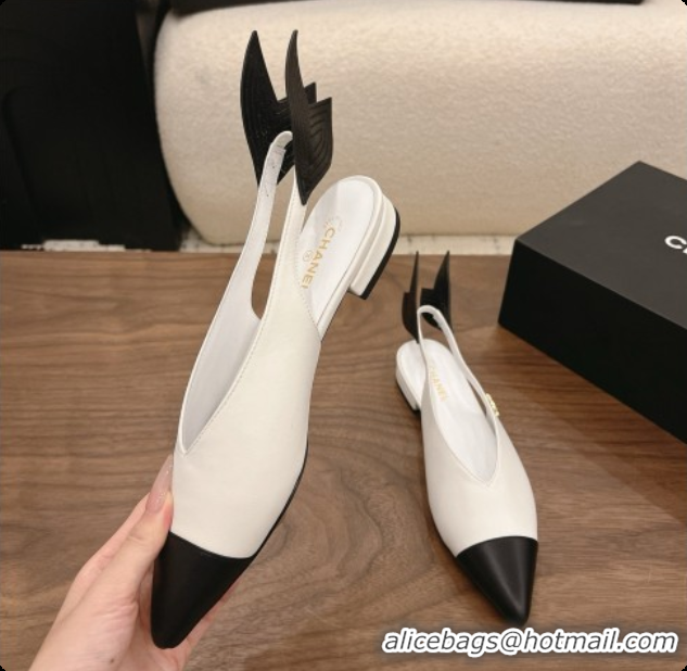 Luxury Chanel Lambskin Slingbacks Flat CH072868 White 2026