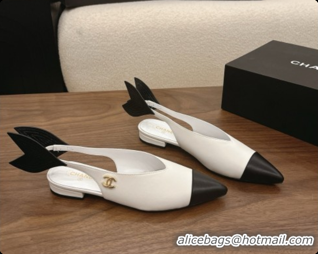 Luxury Chanel Lambskin Slingbacks Flat CH072868 White 2026