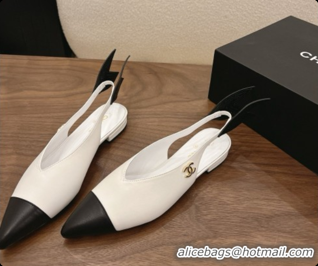Luxury Chanel Lambskin Slingbacks Flat CH072868 White 2026
