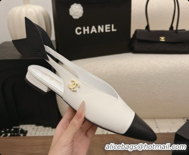 Luxury Chanel Lambskin Slingbacks Flat CH072868 White 2026
