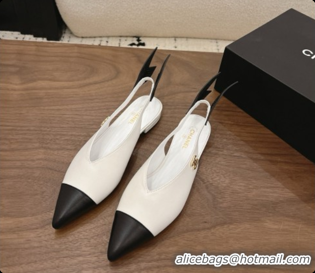Luxury Chanel Lambskin Slingbacks Flat CH072868 White 2026