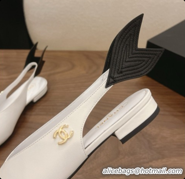 Luxury Chanel Lambskin Slingbacks Flat CH072868 White 2026