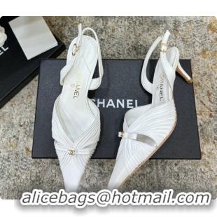 Unique Style Chanel Lambskin Slingbacks CH073154 6.5cm Heel White 2026