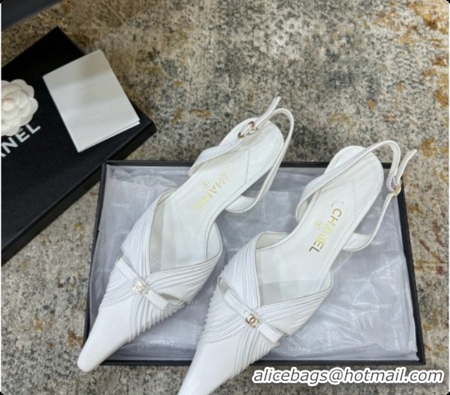 Unique Style Chanel Lambskin Slingbacks CH073154 6.5cm Heel White 2026