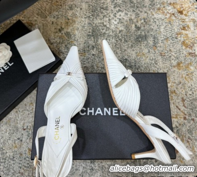 Unique Style Chanel Lambskin Slingbacks CH073154 6.5cm Heel White 2026