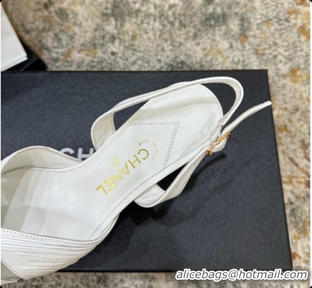 Unique Style Chanel Lambskin Slingbacks CH073154 6.5cm Heel White 2026