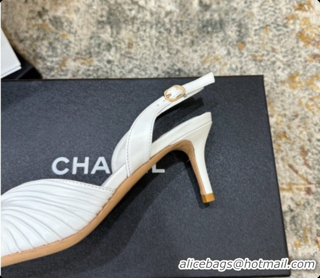 Unique Style Chanel Lambskin Slingbacks CH073154 6.5cm Heel White 2026