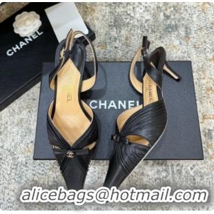 Top Grade Chanel Lambskin Slingbacks CH073158 6.5cm Heel Black 2026