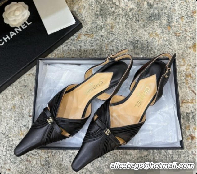 Top Grade Chanel Lambskin Slingbacks CH073158 6.5cm Heel Black 2026