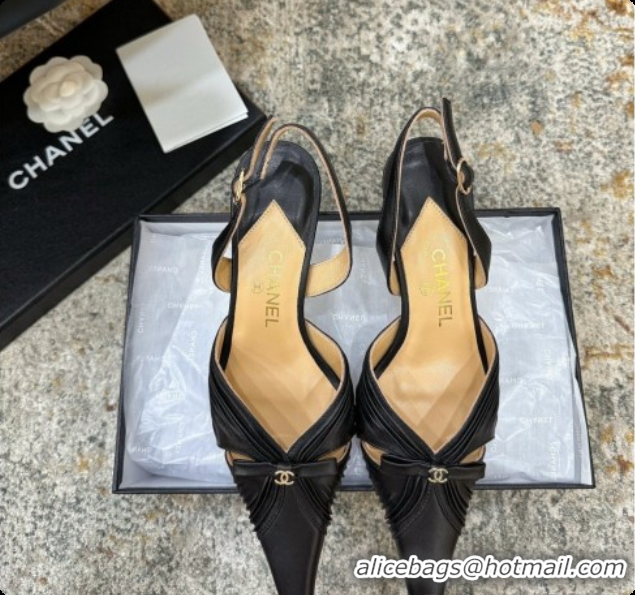 Top Grade Chanel Lambskin Slingbacks CH073158 6.5cm Heel Black 2026