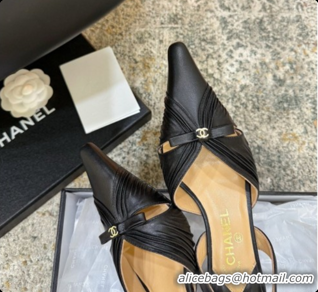 Top Grade Chanel Lambskin Slingbacks CH073158 6.5cm Heel Black 2026