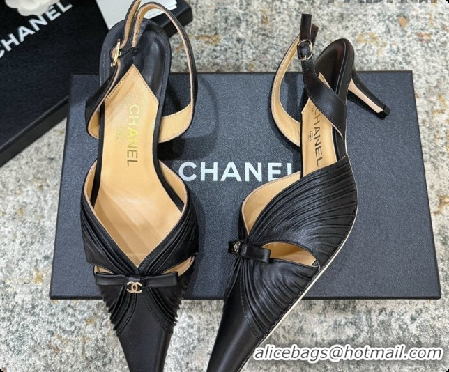 Top Grade Chanel Lambskin Slingbacks CH073158 6.5cm Heel Black 2026