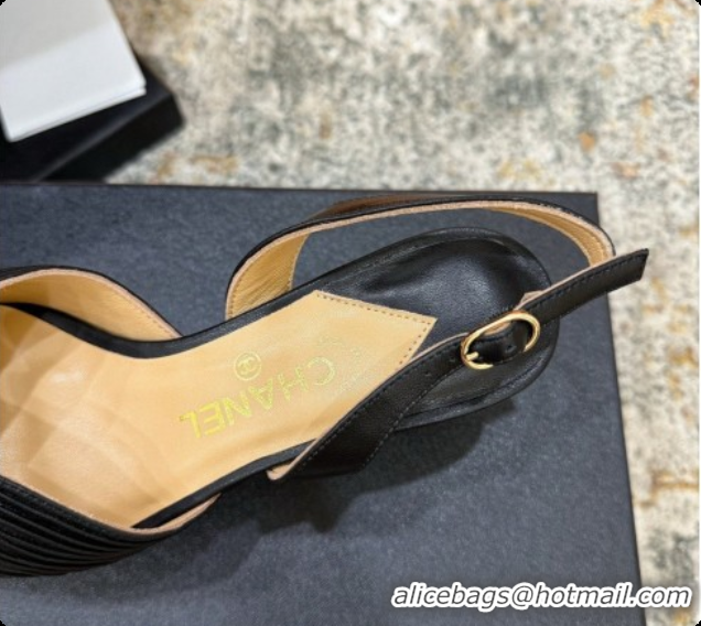 Top Grade Chanel Lambskin Slingbacks CH073158 6.5cm Heel Black 2026