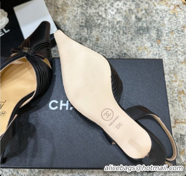 Top Grade Chanel Lambskin Slingbacks CH073158 6.5cm Heel Black 2026