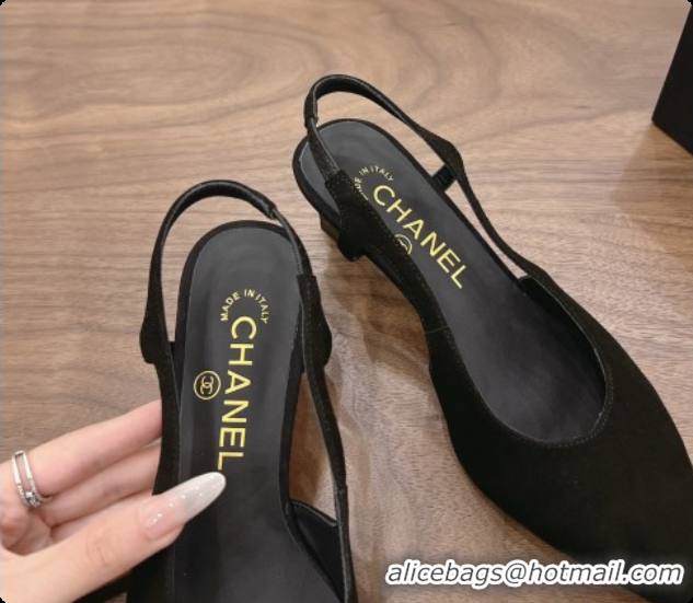 Pretty Style Chanel Suede Slingbacks 6cm Heel G47314 Black 2026
