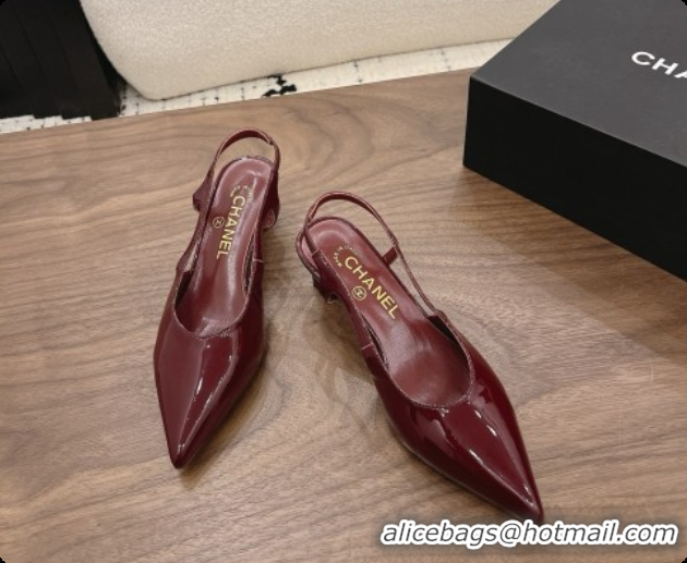 Unique Style Chanel Patent Calfskin Slingbacks 6cm Heel G47314 Burgundy 2026