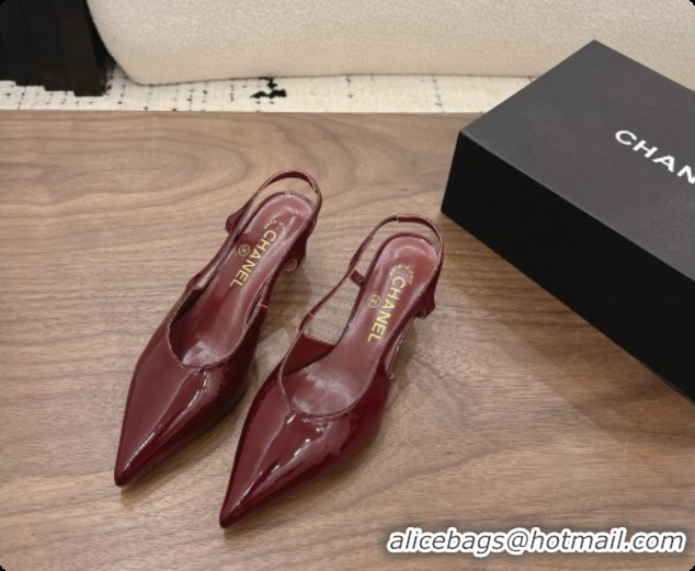 Unique Style Chanel Patent Calfskin Slingbacks 6cm Heel G47314 Burgundy 2026
