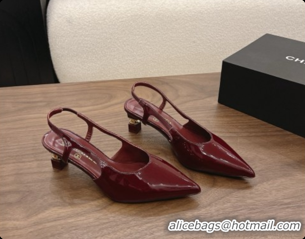 Unique Style Chanel Patent Calfskin Slingbacks 6cm Heel G47314 Burgundy 2026