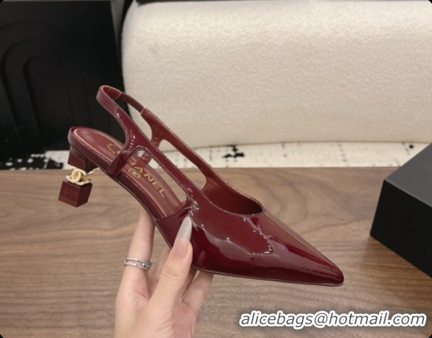 Unique Style Chanel Patent Calfskin Slingbacks 6cm Heel G47314 Burgundy 2026