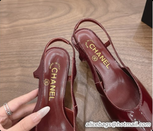 Unique Style Chanel Patent Calfskin Slingbacks 6cm Heel G47314 Burgundy 2026