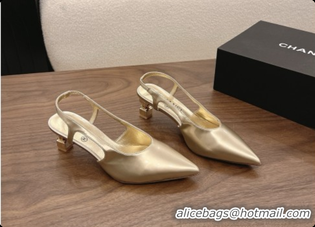 Buy Discount Chanel Patent Calfskin Slingbacks 6cm Heel G47314 Gold 2026