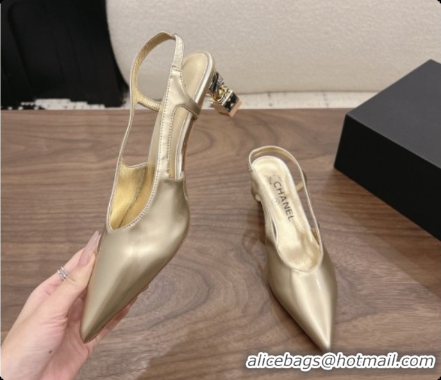 Buy Discount Chanel Patent Calfskin Slingbacks 6cm Heel G47314 Gold 2026