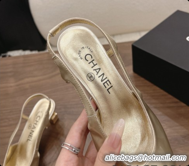 Buy Discount Chanel Patent Calfskin Slingbacks 6cm Heel G47314 Gold 2026