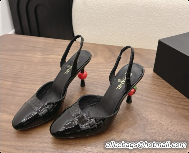 Chanel Crocodile Pattern Patent Calfskin Slingbacks G47469 Black 2026