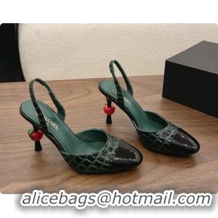Most Popular Chanel Crocodile Pattern Patent Calfskin Slingbacks G47469 Green 2026