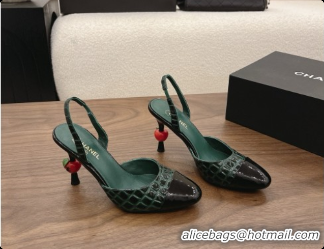 Most Popular Chanel Crocodile Pattern Patent Calfskin Slingbacks G47469 Green 2026