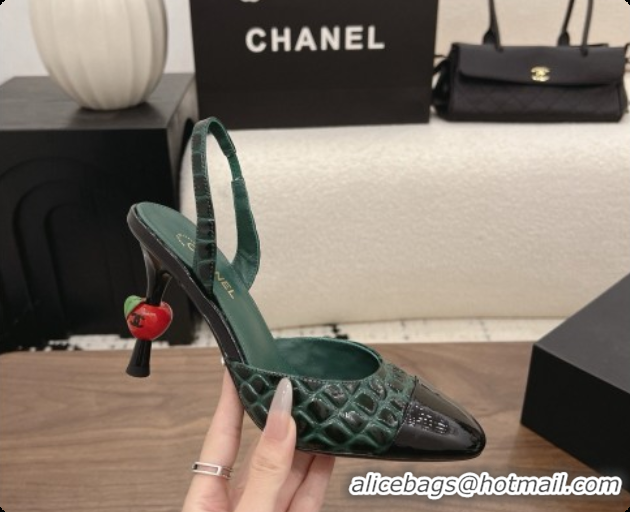 Most Popular Chanel Crocodile Pattern Patent Calfskin Slingbacks G47469 Green 2026