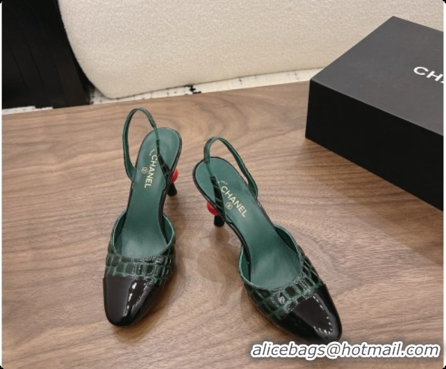 Most Popular Chanel Crocodile Pattern Patent Calfskin Slingbacks G47469 Green 2026