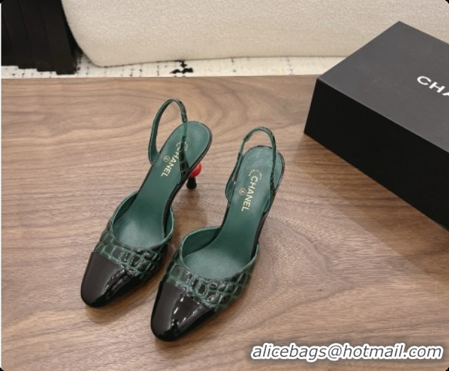 Most Popular Chanel Crocodile Pattern Patent Calfskin Slingbacks G47469 Green 2026