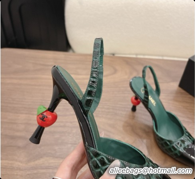 Most Popular Chanel Crocodile Pattern Patent Calfskin Slingbacks G47469 Green 2026