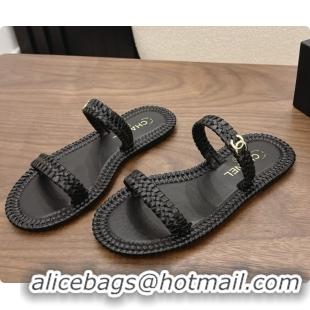 Purchase Chanel Coco Beach Calfskin Mules Sandals G47142 Black 2026
