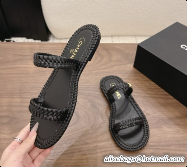 Purchase Chanel Coco Beach Calfskin Mules Sandals G47142 Black 2026