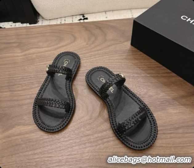 Purchase Chanel Coco Beach Calfskin Mules Sandals G47142 Black 2026