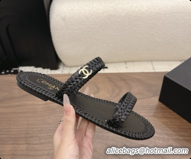 Purchase Chanel Coco Beach Calfskin Mules Sandals G47142 Black 2026