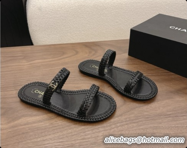 Purchase Chanel Coco Beach Calfskin Mules Sandals G47142 Black 2026