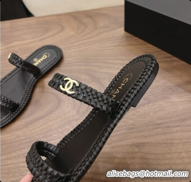 Purchase Chanel Coco Beach Calfskin Mules Sandals G47142 Black 2026
