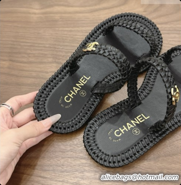 Purchase Chanel Coco Beach Calfskin Mules Sandals G47142 Black 2026
